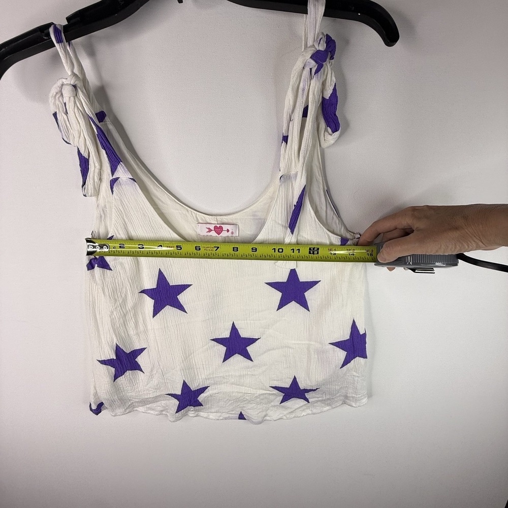 Buddy Love Small Women's Crop Tank Purple Stars - Picture 3 of 6